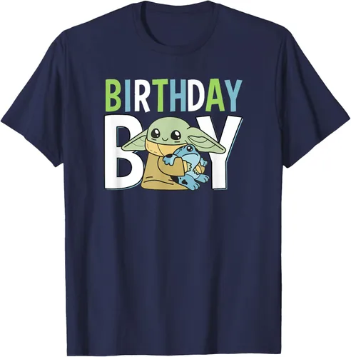 Vista 19 de Star Wars: The Mandalorian Grogu Birthday Boy Hug Blue Green T-Shirt Negro