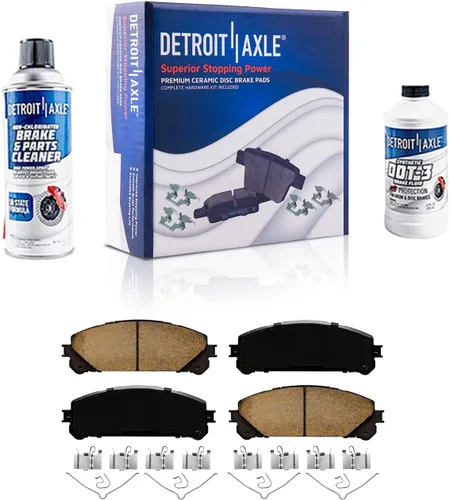 Vista 127 de Detroit Axle - Pastillas de freno para Ford F-150 99-03, 02 Lincoln Blackwood, Pastillas de freno de cerámica delanteras y traseras con repuesto