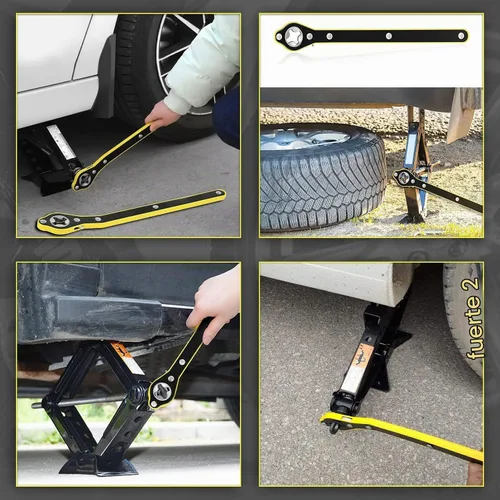 Vista 5 de Llave de trinquete con mango largo para gato de tijera, llave de llanta para gato de neumático, llave de gato de automóvil con diseño positivo
