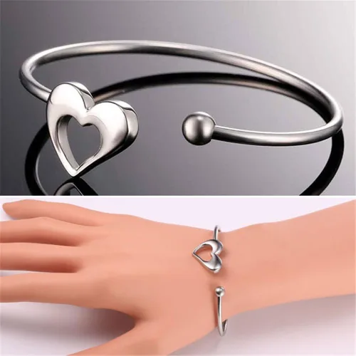 Vista 6 de U7 delicado brazalete de puño simple de platino bañado en oro real de 18K, joyería moderna.