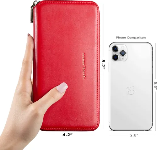 Vista 5 de SERMAN BRANDS Carteras clásicas para mujer con bloqueo RFID. Cartera con tarjetero para teléfono