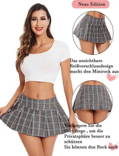 Vista 5 de Avidlove Minifaldas plisadas para mujer, minifalda a cuadros XS-XXL
