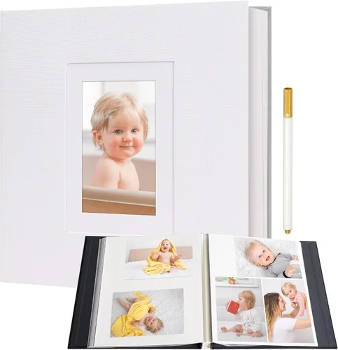 Vista 10 de Vienrose Álbum de fotos autoadhesivo para fotos de 2 x 3, 4 x 6, 5 x 7, 8 x 10 pulgadas, 40 páginas en blanco, cubierta de lino, libro de recuerdos