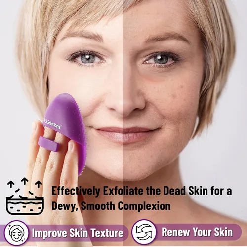 Vista 7 de Guantes exfoliantes y cepillo de limpieza facial de silicona