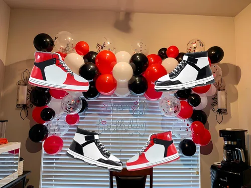Vista 6 de Globo de Zapatos de Niño/Zapatillas de Baloncesto/Tenis con Logo de Deportes/Globo de Aluminio/Marca de Verificación de Zapatos/Decoración
