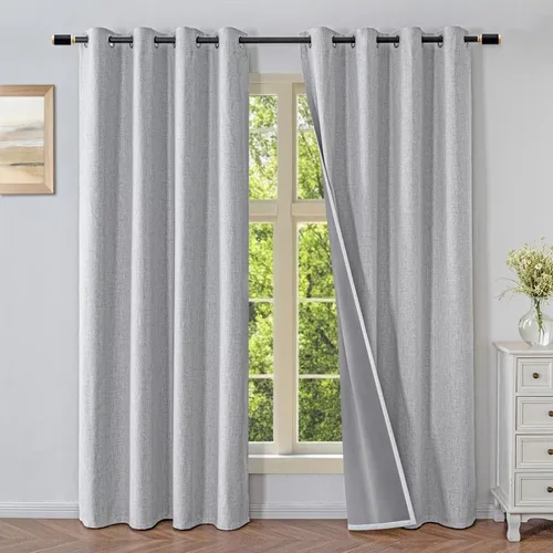 Vista 20 de Cortinas opacas para sala de estar, cortinas 100% opacas de 90 pulgadas de largo, juego de 2 paneles de 2 paneles, con aislamiento térmico, pestaña