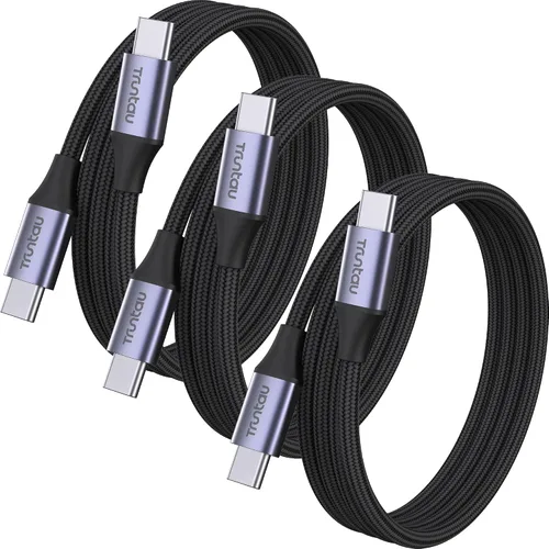 Vista 24 de Cable de carga rápida de nailon trenzado USB A a USB C de 3 pies, compatible con iPhone 17/17 Pro/16e/16 Plus/15 Pro/15, Samsung Galaxy