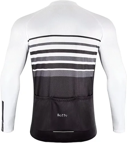 Vista 2 de ROTTO Camiseta de ciclismo para hombre, manga larga, línea simple, serie