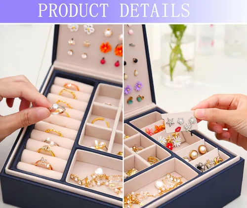 Vista 4 de ARIYIBO Joyero para aretes, cajas de joyería para mujeres y hombres, organizador de aretes, organizador de aretes para niñas y mujeres, caja