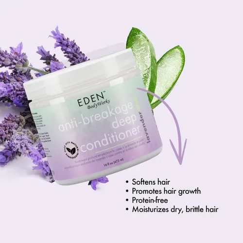 Vista 2 de EDEN BodyWorks Acondicionador profundo anti-rotura de aloe lavanda (16 onzas) - Tratamiento capilar para fortalecer y mejorar la elasticidad