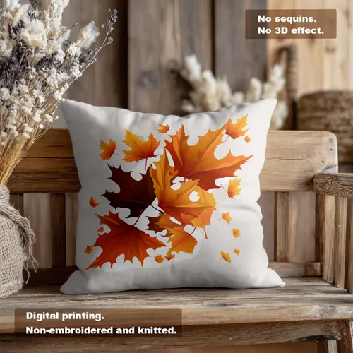 Vista 6 de Autumn Maple Leaves Throw Pillow Covers, Fall Orange red Leaves Cushion Cases Digital Blended Hidden Zipperl Decorative Pillow Covers Square 16X16