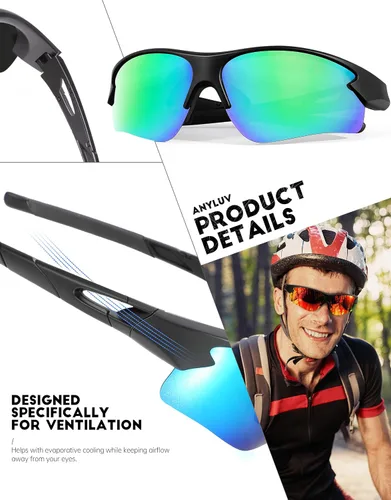 Vista 4 de ANYLUV Gafas de sol deportivas para hombres y mujeres, gafas de sol polarizadas ligeras mejoradas para hombre, protección UV para exteriores