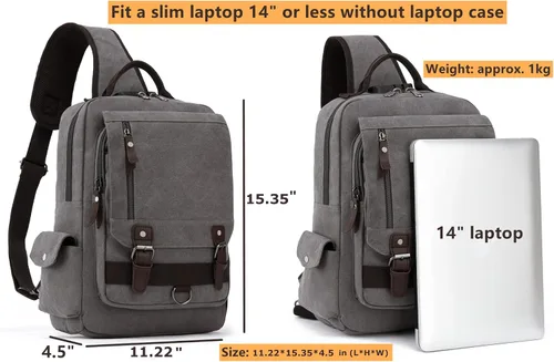 Vista 3 de Leaper - Maleta bandolera de lona, diseño retro