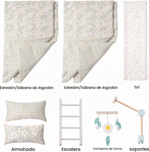 Vista 3 de ROBOTIME Literas de muñeca de bebé, cunas de madera para muñecas de 18 pulgadas, cama apilable para muñecas de muñeca para muñecas americanas