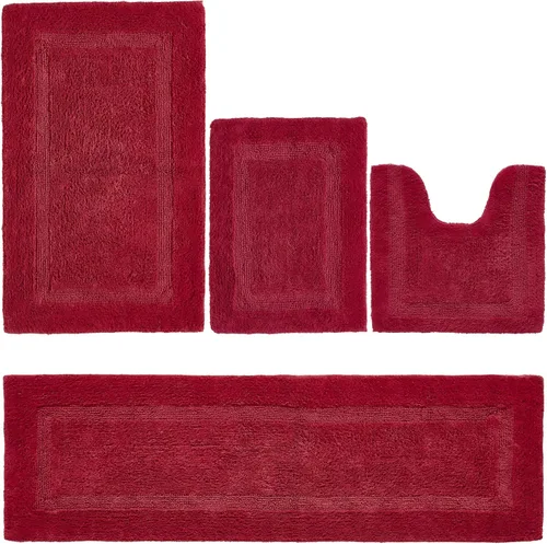 Vista 118 de Better Trends - Juego de 2 alfombras de baño 100% algodón, extra suaves, con borlas, de 17" x 24", alfombra de baño superabsorbente y reversible