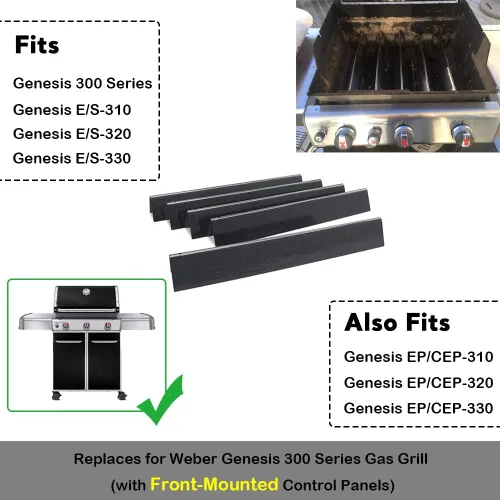 Vista 3 de Uniflasy Piezas de parrilla para barras aromatizadoras Weber Genesis para Genesis serie 300, acero de porcelana de 17.5 pulgadas para placas