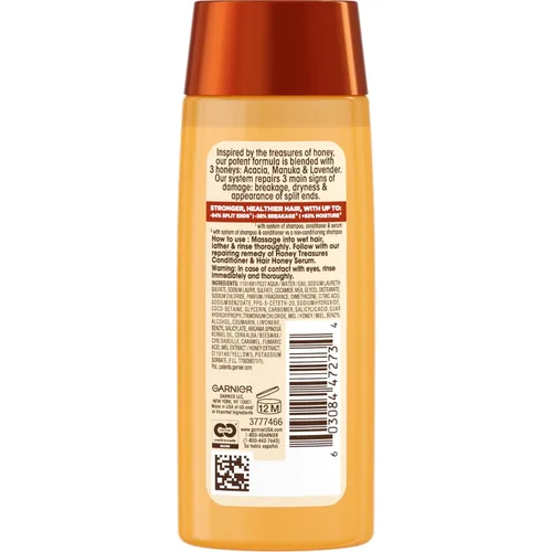 Vista 10 de Garnier Whole Blends Honey Treasures Champú reparador, para cabello seco y dañado, 3 onzas líquidas (tamaño de viaje), 1 unidad