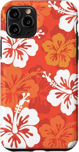 Vista 29 de Carcasa para iPhone 17 con diseño de flores hawaianas tropicales de hibisco naranja Y2K