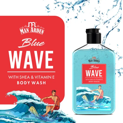 Vista 3 de Man Arden Blue Wave Gel de baño de lujo infundido con manteca de karité y vitamina E, 8.5 fl oz