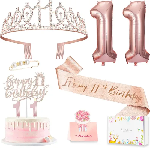 Vista 20 de Decoraciones de cumpleaños número 10 para niña, juego de velas con forma de corona 10º