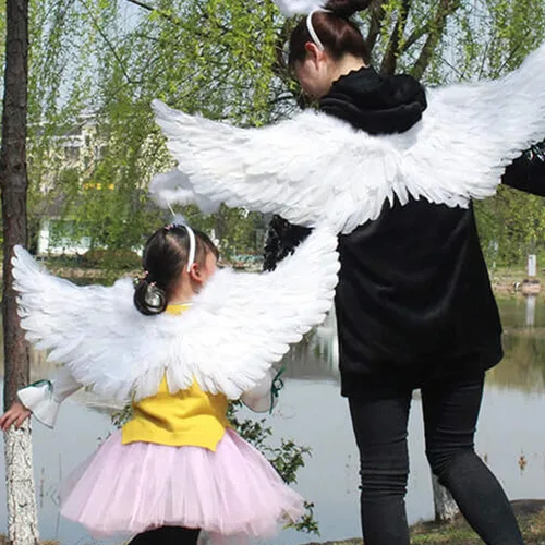 Vista 2 de YiZYiF - Alas de ángel, hada, de plumas reales, Navidad, fiesta de máscaras, carnaval, cosplay, disfraz