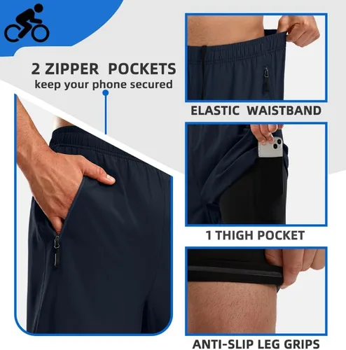 Vista 5 de Bikewa - Pantalones cortos de ciclismo de montaña para hombre, con acolchado 3D, ajuste holgado, con bolsillos con cremallera
