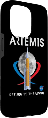Vista 3 de Funda con logotipo para iPhone 15 Pro NASA Artemis Mission SLS Moon Insignia
