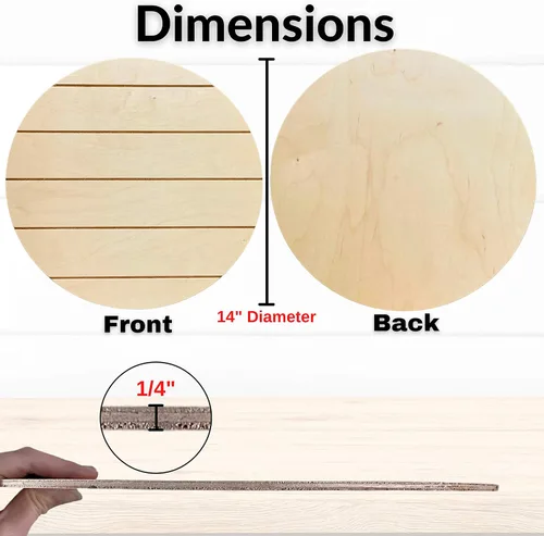 Vista 2 de Redondas de madera sin terminar para manualidades, paquete de 2 círculos de madera reversibles de 14 pulgadas de diámetro con chapa de madera real