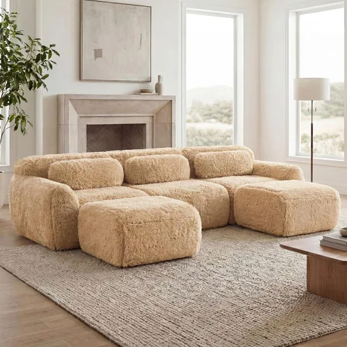 Vista 129 de Sofás seccional modular de 80" sin huesos modernos para sala de estar, juego de sofás comprimidos de 2 plazas con asiento profundo, sin necesidad