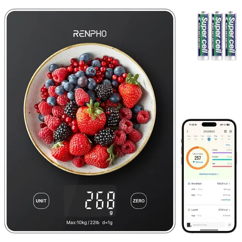 Vista 7 de RENPHO Báscula inteligente para peso corporal, báscula de grasa corporal para IMC, grasa corporal, masa muscular, báscula digital de cocina RENPHO