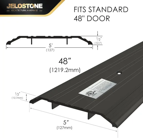 Vista 2 de Umbral de puerta de aluminio resistente de 5 pulgadas de ancho x 1/2 pulgadas de alto x 48 pulgadas de largo (bronce oscuro anodizado) – Accesible