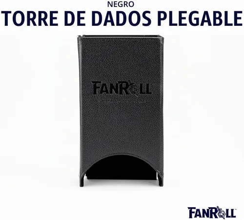 Vista 2 de FanRoll - Torre de dados plegable: negro, juego de rol, accesorios para Dungeons and Dragons