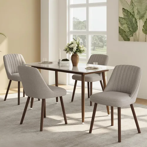 Vista 9 de MALOL Juego de 2 sillas tapizadas para comedor, sillas modernas de tela para cocina con respaldo, patas de madera para cocina, comedor, restaurante