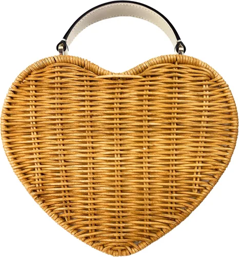 Vista 4 de Kate Spade New York Bolso cruzado de mimbre con corazón Love Shack, Pergamino