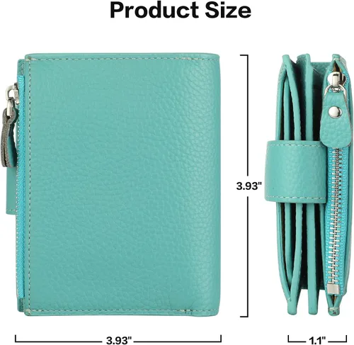 Vista 5 de Lavemi Small Compact Women Wallet RFID Blocking Genuine Leather Bifold Purse with ID Windows