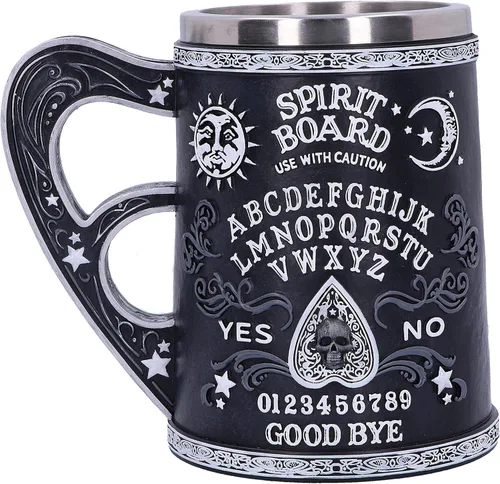 Vista 3 de Nemesis Now Black and White Spirit Board - Taza de resina con inserto de acero inoxidable, 5.7 in