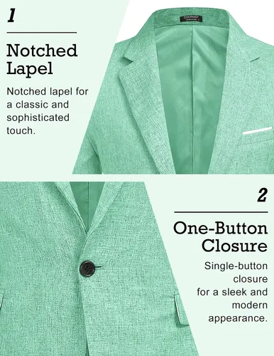 Vista 3 de Coofandy Chaquetas de traje informales para hombre, blazer liviano, abrigos deportivos de un botón