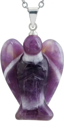 Vista 3 de TUMBEELLUWA 4 collares con colgante de piedra de cristal natural para mujer, colgantes de piedra de cuarzo curativo Reiki a granel con cadenas