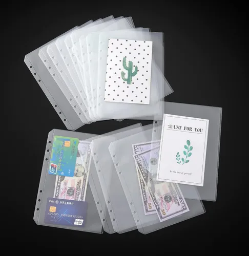 Vista 3 de UMSICHT 15 piezas de bolsillos para carpeta A5 sin cremalleras, sobres presupuestarios sin cremallera para sistema de efectivo, bolsa para carpeta