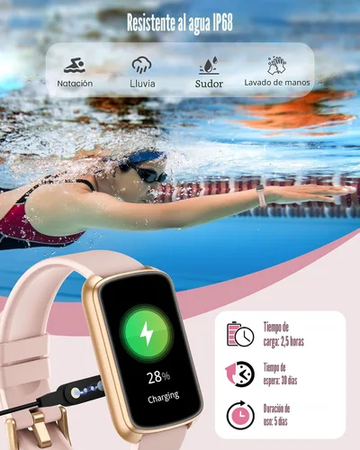 Vista 7 de Monitor de actividad física, reloj inteligente para mujeres y hombres con monitor de frecuencia cardíaca, presión arterial, oxígeno en sangre