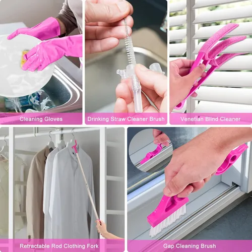 Vista 6 de Plumeros de microfibra para limpieza, plumeros con poste de extensión, plumeros flexibles y lavables para ventiladores de techo alto, persianas