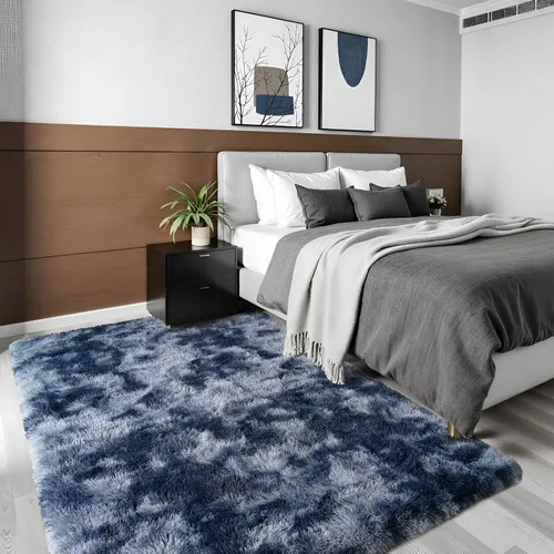 Vista 23 de Terrug Alfombra Corredor Negra Esponjosa para Dormitorio, 2x6 Pies Lindas Alfombras de Área de Pelo Largo para Pasillo, Alfombra de Felpa Suave