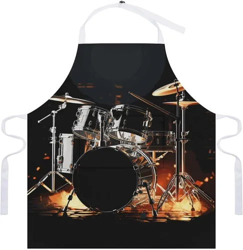 Vista 7 de Personalized Drummer Adult Apron, Kitchen Cooking Aprons for Woman Man, Adjustable Bib Apron with Pocket for Baking, BBQ Crafting Outdoors, Dining