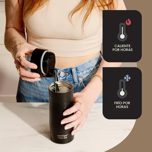 Vista 5 de Contigo x Ally Love - Taza de viaje de acero inoxidable aislada al vacío con Autoseal y tapa fácil de limpiar, a prueba de derrames, mantiene