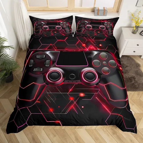 Vista 31 de Erosebridal - Ropa de cama para adolescentes y niños, estampado de control de videojuegos, funda de edredón tamaño individual, 2 piezas con 1 funda