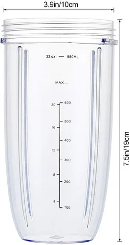 Vista 4 de Vasos de repuesto para licuadora Nutribullet de 32 onzas con 2 tapas abatibles para llevar y 2 juntas de goma, compatibles con licuadoras Nutri