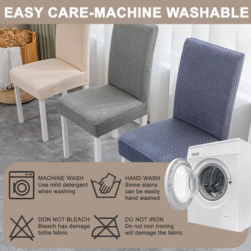 Vista 6 de Fundas elásticas para sillas de comedor, fundas de asiento para sillas de comedor, juego de 4/6 fundas para sillas de cocina para el hogar, hotel