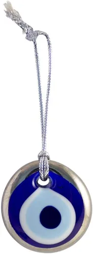 Vista 3 de Adorno decorativo de cristal turco griego hecho a mano chapado en platino para buena suerte, éxito y protección (1.5 pulgadas)