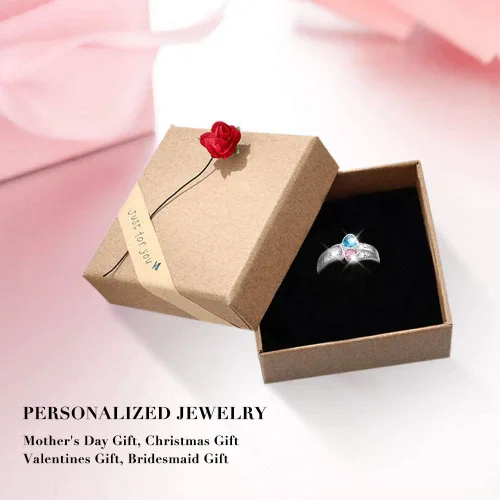 Vista 6 de Anillo personalizable de plata fina para mamá, con 3 piedras natales de imitación para la abuela, mamá o algún aniversario significativo