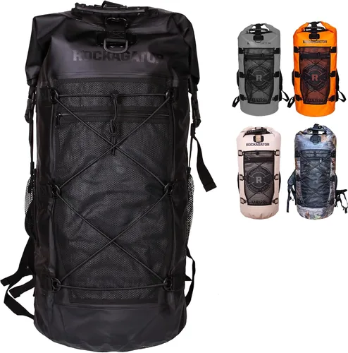 Vista 2 de Mochila impermeable Kanarra de 90L de Rockagator para acampada, senderismo, caza - Gran capacidad, cierre enrollable